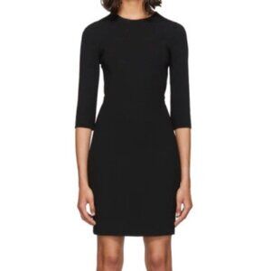 DKNY Dress 6 Black 3/4 Long Sleeve Crepe Stretch Career Church Crew Neck